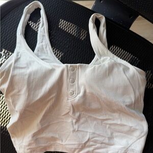 lululemon athletica Ribbed Button-Front Crop Tank - White